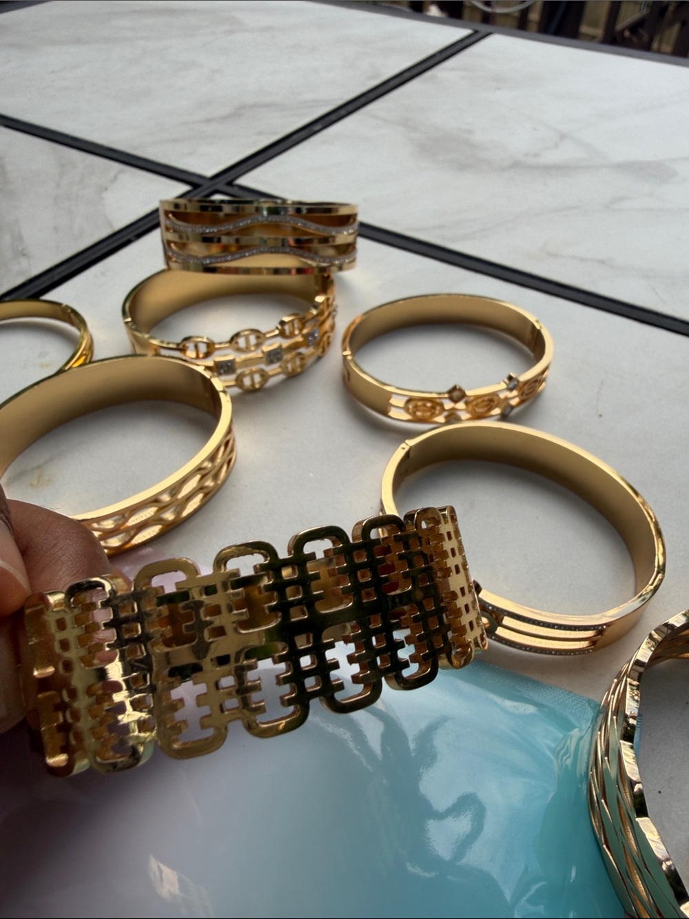 Gold-Tone Women's Fashion Bangle Bracelet - make offers  opens at hinge